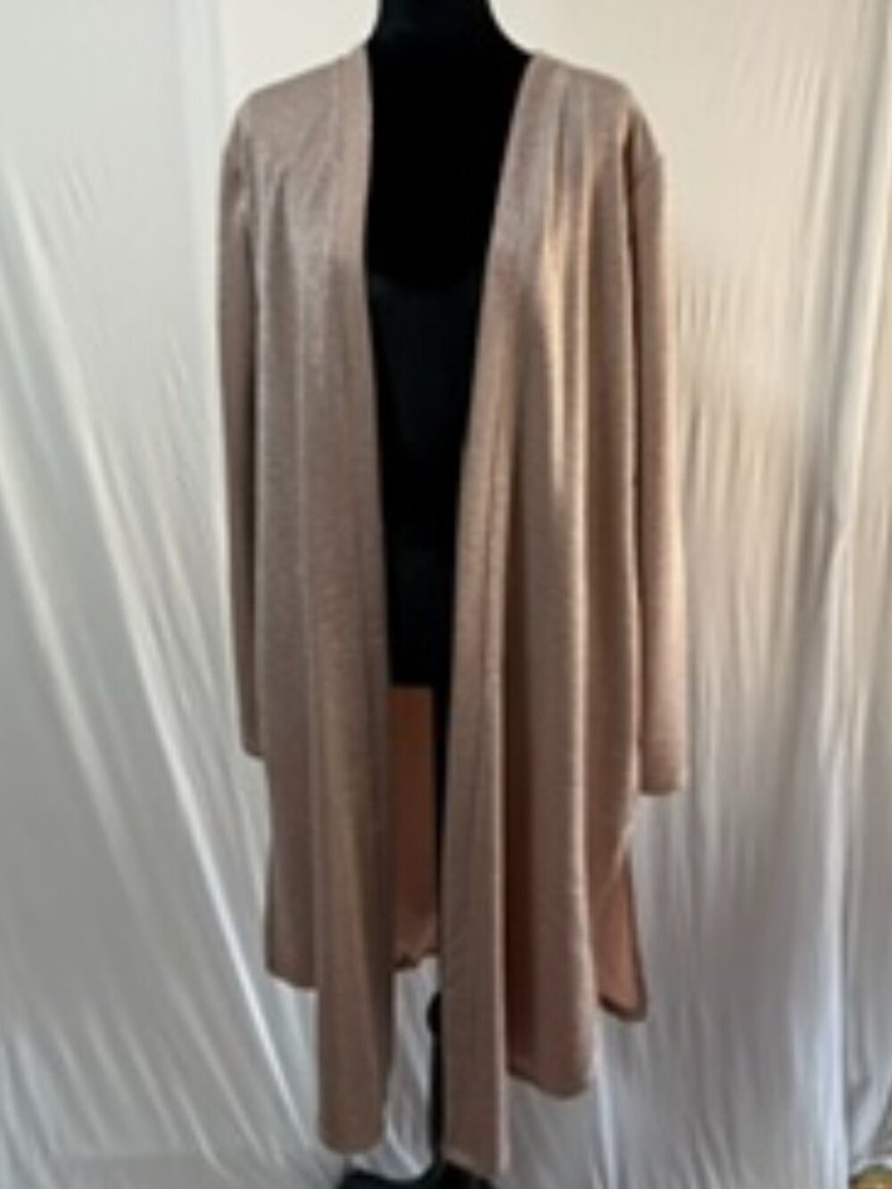Maurices Dusty Rose Shimmer Long Open Front Cardigan with Pockets L